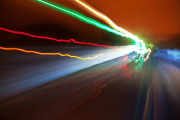Abstract light trails on the railway