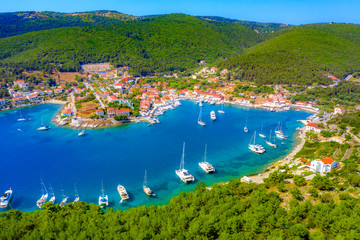 Picturesque Fiskardo village in Kefalonia island, Greece  