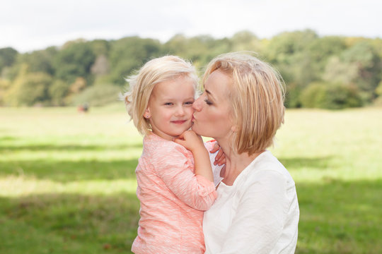 mother and daughter in park