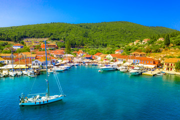 Picturesque Fiskardo village in Kefalonia island, Greece  
