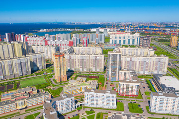 Fototapeta premium Aerial view of St.Petersburg city. New buiaildings. Southwest part. Russia