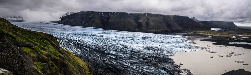 Panoramic view of Skaftafellsjokull glacier in Iceland