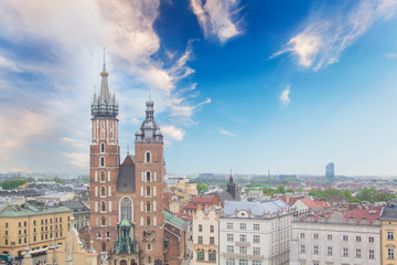 Fototapeta na wymiar Beautiful view of the Church of the Assumption of the Blessed Virgin Mary (St. Mary's Church) in Krakow, Poland