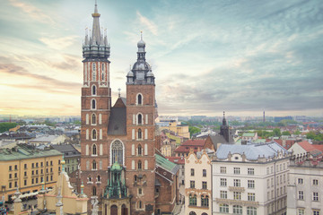 Fototapeta Beautiful view of the Church of the Assumption of the Blessed Virgin Mary (St. Mary's Church) in Krakow, Poland obraz