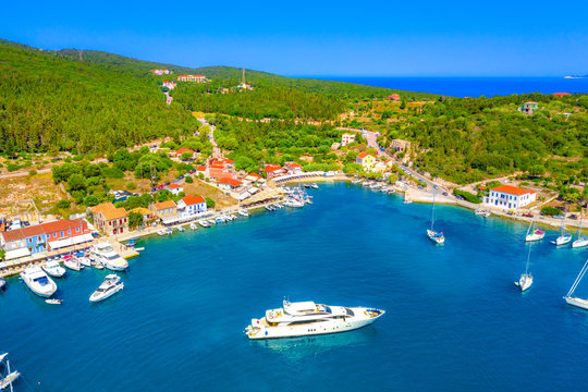 Picturesque Fiskardo village in Kefalonia island, Greece  