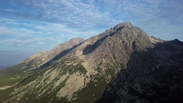 Aerial view of Gerlachov Peak (Gerlachovsky stit) and High Tatras mountains, Slovakia