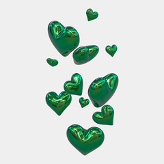 3D hearts arranged in cloud form. 3D rendering - Illustrator