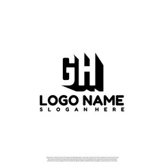 GH Letter Initial Logo Design in shadow shape design concept.	