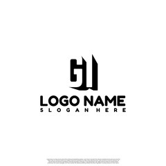 GI Letter Initial Logo Design in shadow shape design concept.	