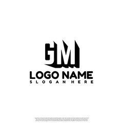 GM Letter Initial Logo Design in shadow shape design concept.	