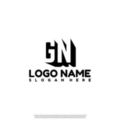 GN Letter Initial Logo Design in shadow shape design concept.	