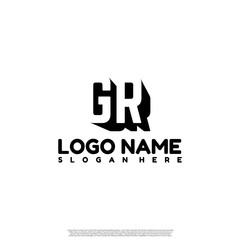 GR Letter Initial Logo Design in shadow shape design concept.	