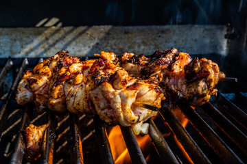 Sundried tomato chicken kababs on the grill. calgary, Alberta, Canada