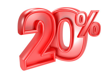 20 percent off. Isolated 3D render on white background