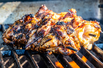 Sundried tomato chicken kababs on the grill. calgary, Alberta, Canada