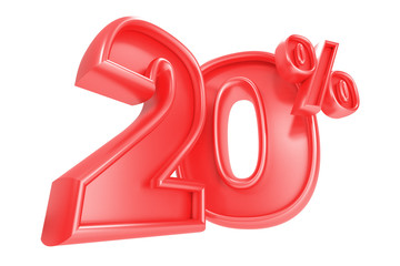 20 percent off. Isolated 3D render on white background