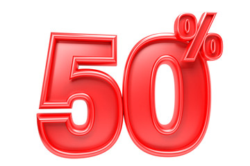 50 percent off. Isolated 3D render on white background