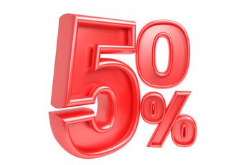 50 percent off. Isolated 3D render on white background