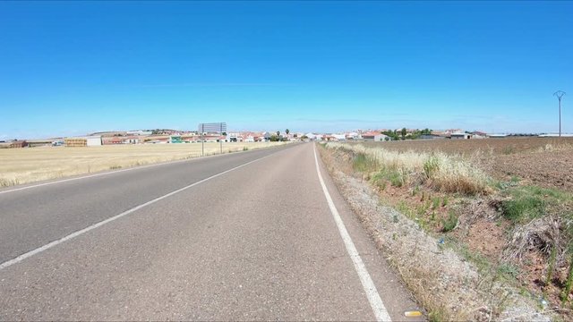 BA-084 paved road next to La Haba town, province of Badajoz, Extremadura, Spain