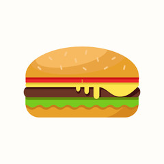 Hamburger flat vector illustration.