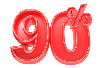 90 percent off. Isolated 3D render on white background