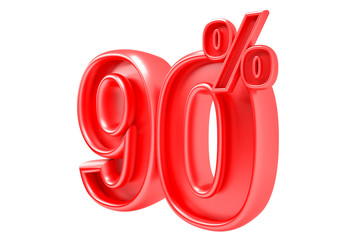 90 percent off. Isolated 3D render on white background