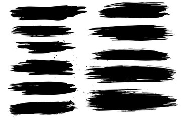 Set of black hand made blots and ink splashes