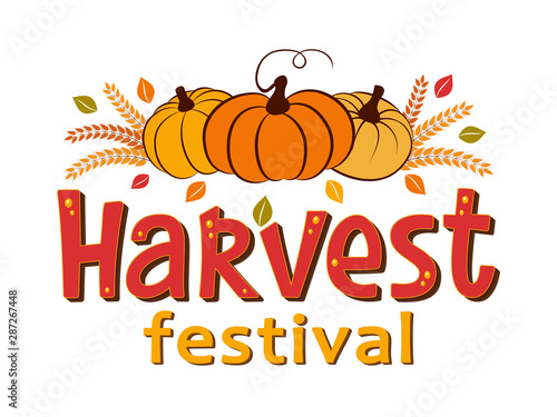 “Harvest Festival hand drawn lettering and typographic text with