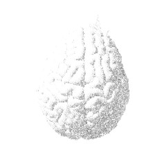 Black digital text brain isolated on white BG