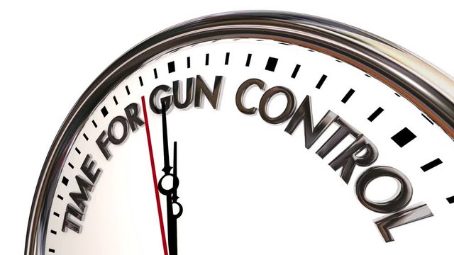 Time for Gun Control Laws Pass New Legislation Clock 3d Animation