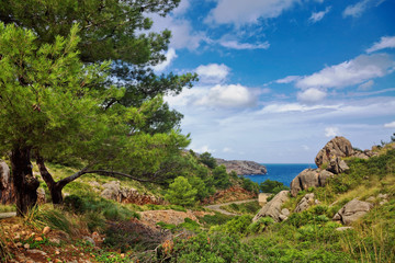 Fototapeta na wymiar Landscape with rocks over the sea under the sky.Mallorca island