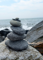 zen stones on the beach