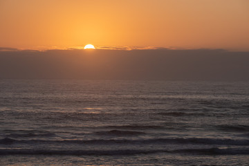 Sunset on a fog bank, Pacific Ocean, Yachats Oregon