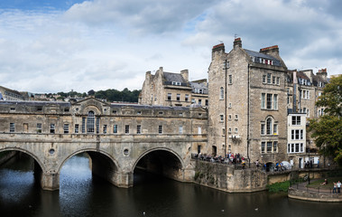View for Pulteney Bridge in Bath, Somerset, England, Europe