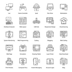 Computer Components Line Vectors Pack 