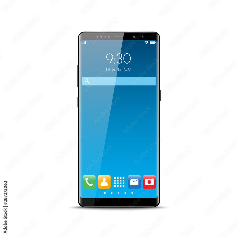 Aufkleber new realistic mobile smart phone modern style. vector smartphone with ui icons. isolated on white ba