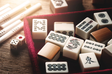 Equipments for Mahjong - obrazy, fototapety, plakaty