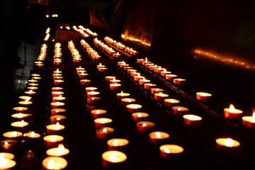 Burning candles in church