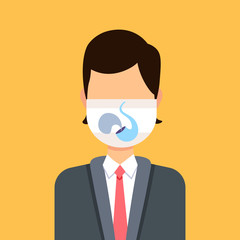 businessman wearing protective face mask with smoking pipe icon atmosphere pollution ecology concept business man profile avatar portrait flat