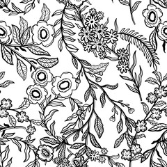 Abstract nature flower small seamless pattern set.Ethnic ornament, floral print, textile fabric, botanical .