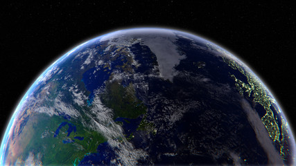 Earth, 4k, upper hemisphere, CGI, city lights