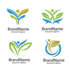 nature health fit logo vector concept,Healthcare vector logo concept illustration