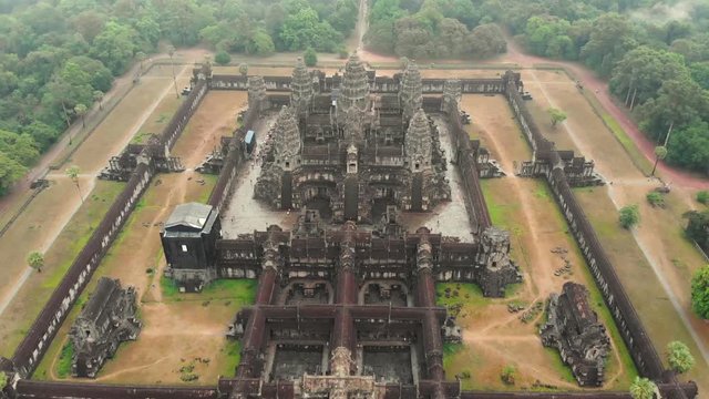 4K Aerial view footage of Angkor wat (7wonder of the world) at Cambodia.