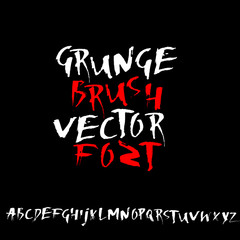 Hand drawn dry brush font. Modern brush lettering. Grunge style alphabet. Vector illustration.