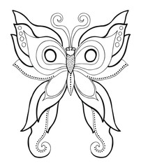 Isolated fantasy decorative butterfly. Hand drawn picture. Sketch for anti-stress adult coloring book in zen-tangle style. Vector illustration for coloring page. © Keiti