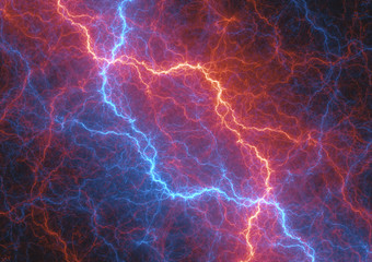 Fire and ice lightning, abstract electrical background