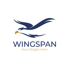simple minimalist eagle logo, flat silhouette style, flying falcon/hawk vector illustration, modern bird mascot design