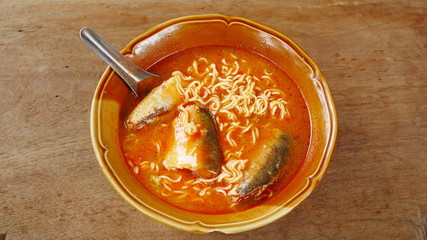 Japanese tomato ramen sauce in a bowl, Chinese chili pepper noodle