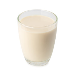Glass of Soy milk with soybeans isolated on white background. with clipping path.