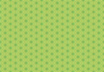 シームレス素材の麻の葉模様背景(緑に黄緑背景)